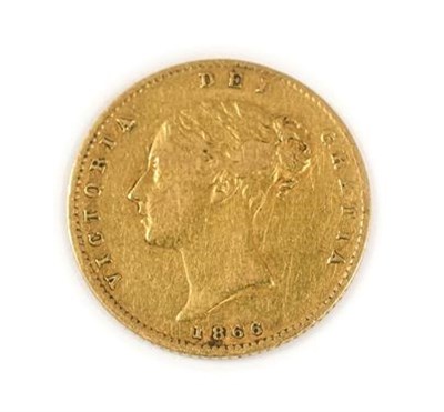 Lot 2116 - Victoria, 1866 Half-Sovereign. Obv: Second (large), young portrait of Victoria left, by...
