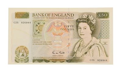 Lot 2122 - Great Britain, 1988 - 1991 Fifty Pounds, G.M. Gill signature, serial number: C25 826944. Olive...