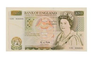Lot 2123 - Great Britain, 1988 - 1991 Fifty Pounds, G.M. Gill signature, serial number: C25 826945. Olive...