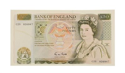 Lot 2125 - Great Britain, 1988 - 1991 Fifty Pounds, G.M. Gill signature, serial number: C25 826947. Olive...