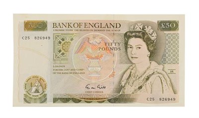 Lot 2127 - Great Britain, 1988 - 1991 Fifty Pounds, G.M. Gill signature, serial number: C25 826949. Olive...