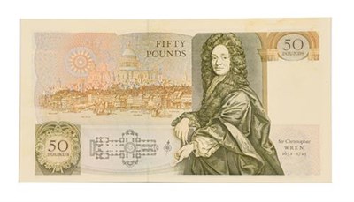 Lot 2133 - Bank of England £50, C25 826950, series 'D' Pictorial issue, rev. Sir Christopher Wren,...