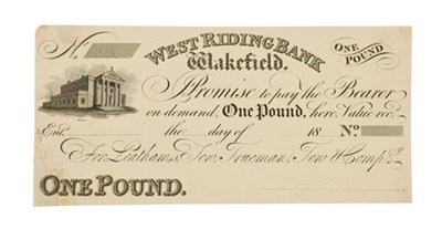 Lot 2158 - West Riding Bank, Wakefield, Unissued  Promissory One Pound 18**, 'I Promise to Pay the Bearer...