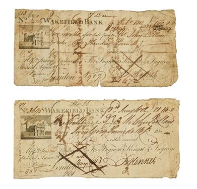 Lot 2162 - Wakefield Bank, 2 x Sight Notes 1802:  (1) '23rd January 1802 Two Months after date  pay...