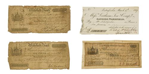 Lot 2163 - Wakefield Bank, 2 x One Pound Promissory Notes, circa 1812, 'For Godfrey W. Wentworth, Rob....