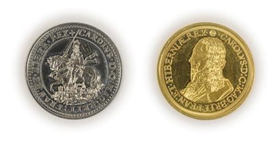 Lot 2170 - 2 x Replicas of Rare Charles I Coins comprising: gold proof replica (reduced size) of gold...