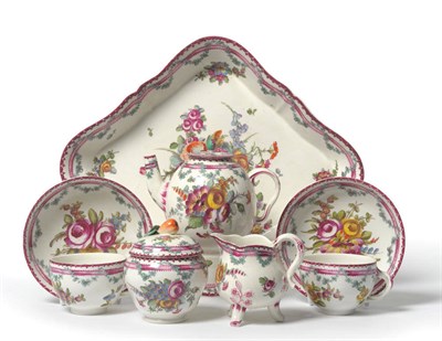 Lot 191 - A Frankenthal Porcelain Tête-à-Tête, circa 1767, painted in colours with a spray of flowers...