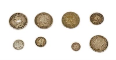 Lot 2185 - Victoria, 6 x Silver Coins comprising: 2 x crowns: 1887 good edge & surfaces Fine to GFine &...
