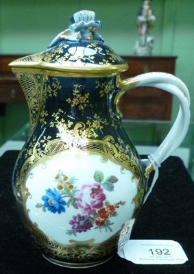 Lot 192 - A Vienna Porcelain Baluster Milk Jug and Cover, circa 1780, with floral knop and entwined strap...