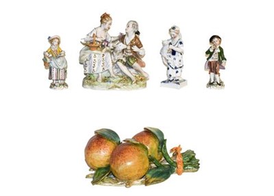 Lot 182 - German porcelain group with four other pieces