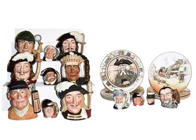 Lot 190 - ~A group of Royal Doulton character jugs comprising Aramis 6441, The Sleuth 6331, Golfer 6623, five
