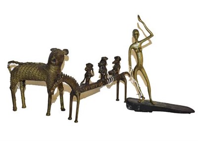 Lot 207 - Two 20th century African tribal bronzes and a further tribal bronze possibly Indo-Persian