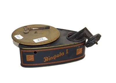 Lot 213 - ~A 1930s Bing german tinplate clockwork Bingola I toy gramophone
