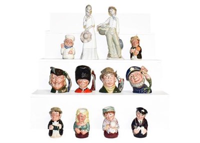 Lot 214 - A collection of Royal Doulton character jugs including a set of six villagers together with various