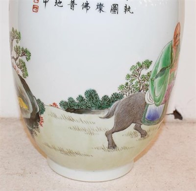 Lot 227 - A 20th century Chinese porcelain Polychrome decorated ovoid vase, 30cm high