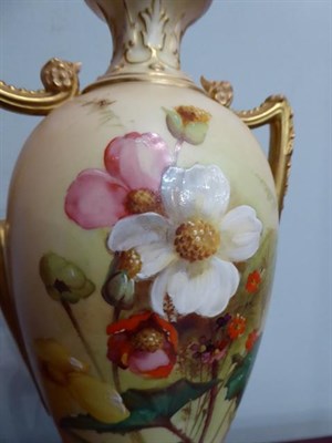 Lot 228 - A Royal Worcester blush ivory twin-handled vase and a Davenport gilt decorated part tea service