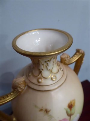 Lot 228 - A Royal Worcester blush ivory twin-handled vase and a Davenport gilt decorated part tea service