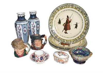 Lot 233 - A group of ceramics including, Royal Doulton series ware plates Maling dish, Royal Crown Derby...