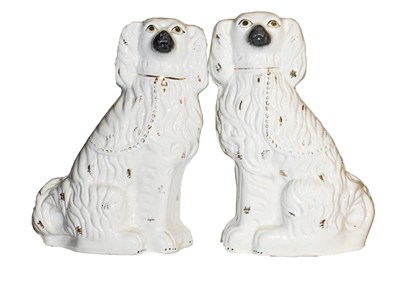 Lot 242 - ~ 19th century ceramics including Staffordshire flat back figures, seated spaniels, a Dudson jasper
