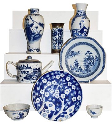 Lot 254 - ~Assorted Chinese blue and white porcelain including an 18th century octagonal dish, export tea pot