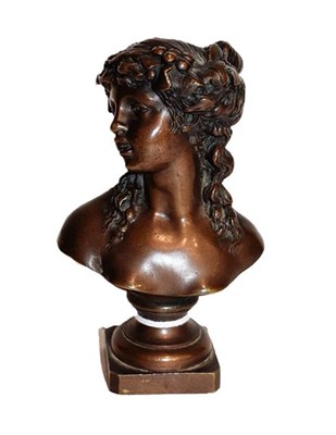 Lot 273 - French School (19th century) bronze bust of a classical maiden on socle base, 12.5cm high