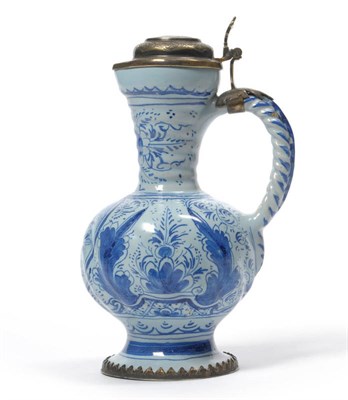 Lot 203 - A Silver Gilt Mounted German Faience Enghalskrug, circa 1720, the mounts by Elias Adam,...