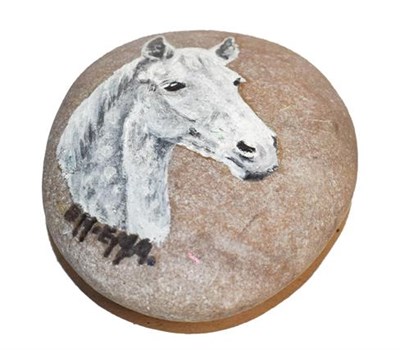 Lot 280 - A paperweight painted with a grey horses head by the Alderson sisters Dorothy Margaret...
