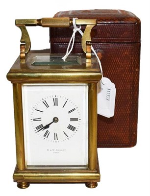Lot 294 - A brass carriage timepiece in leather case