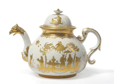Lot 205 - A Meissen Porcelain Goldchinesen Teapot and Cover, circa 1725, with scroll handle and eagle...
