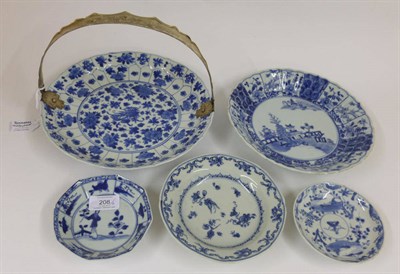 Lot 208 - A Chinese Porcelain Saucer Dish, Kangxi six character mark and of the period, painted in underglaze