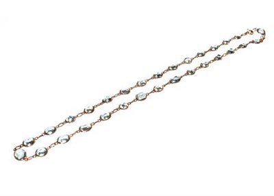 Lot 338 - A 9 carat gold aquamarine necklace, length 47cm