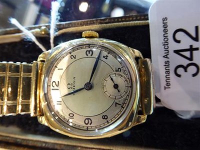 Lot 342 - An Omega 9 carat gold wristwatch, on later expandable bracelet