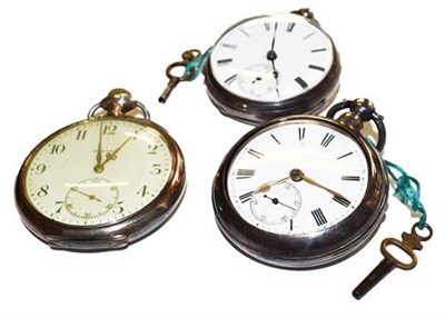 Lot 346 - A silver pair cased pocket watch, open faced silver pocket watch and another open faced pocket...
