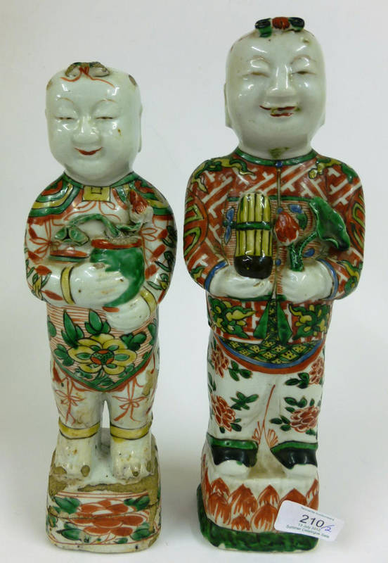 Lot 210 - A Near Pair of Chinese Porcelain Figures of