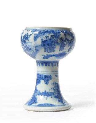 Lot 212 - A Chinese Porcelain Stemmed Cup, Transitional Period, mid 17th century, the ovoid bowl on a...
