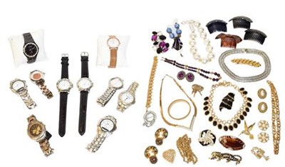 Lot 372 - A quantity of modern costume jewellery including Christian Dior, Trifari etc, two Skagen...