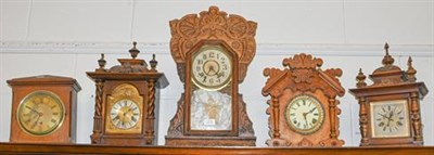 Lot 373 - ~A collection of five mantel clocks