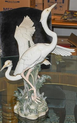 Lot 386 - A large Lladro figure group of two egrets, 57cm high