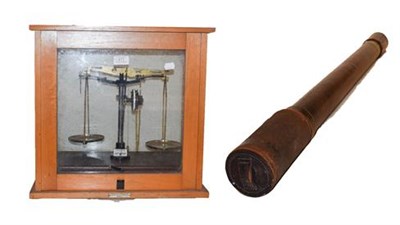 Lot 411 - Voigtlander telescope together with a chemical balance by Reynolds & Ransom Ltd