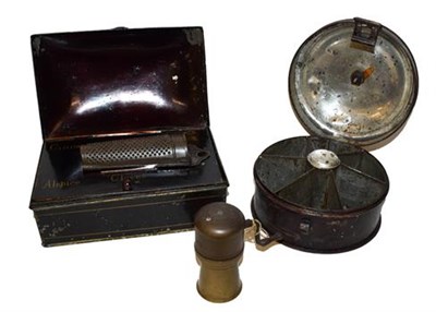 Lot 426 - A 19th century toleware condiment grater and box together with another toleware box of similar date