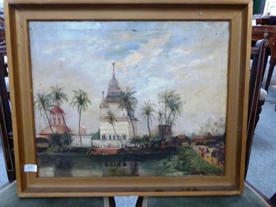Lot 1001 - M Smith Indian palace scene, signed oil on canvas, 47cm by 58cm