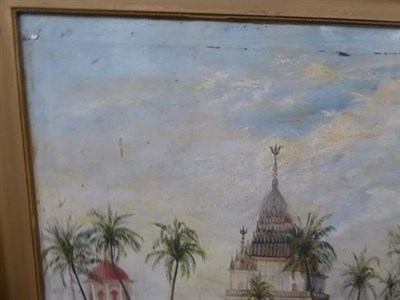Lot 1001 - M Smith Indian palace scene, signed oil on canvas, 47cm by 58cm