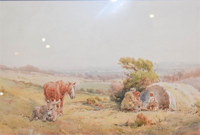 Lot 1025 - Sydney Goodwin (1867-1944) Gypsy encampment with horse and donkey, signed watercolour 31.5cm by...