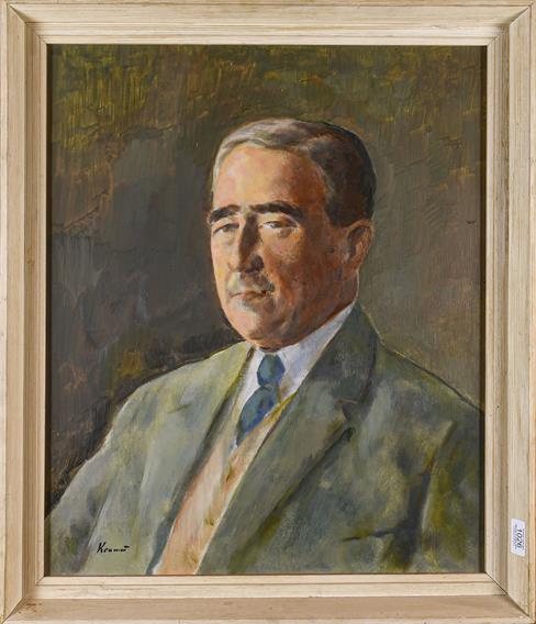 Lot 1026 - Jacob Kramer (1892-1962) A portrait of a gentleman, signed oil on canvas, 58cm by 48cm