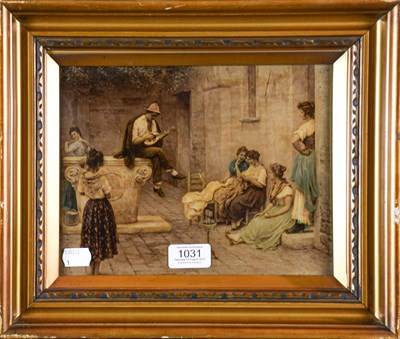Lot 1031 - A pair of late 19th century Chrystoleums, Continental street scenes, gilt framed (2)