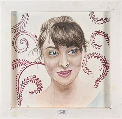 Lot 1037 - A pair of contemporary school portrait studies, watercolour on paper laid to board, 37.5cm by...