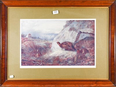 Lot 1043 - After Archibald Thorburn (1860-1935), Grouse in a winter landscape, signed print 41cm by 54cm...