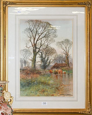 Lot 1045 - Henry Charles Fox (early 20th century) Horse mounted figure on a winter farm track Signed and dated