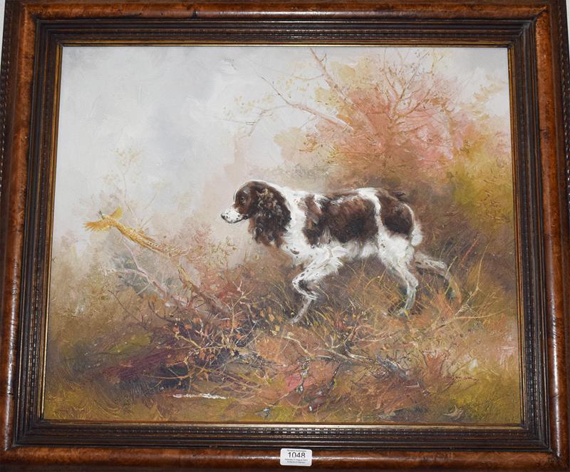 Lot 1048 - Kingman (20th century) Spaniel chasing a pheasant, signed, oil on canvas, 49cm by 59cm