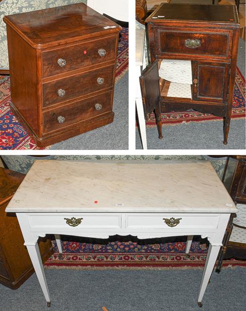 Lot 1092 - An Edwardian painted marble topped washstand, 107cm by 53cm 78cm together with a Victorian mahogany